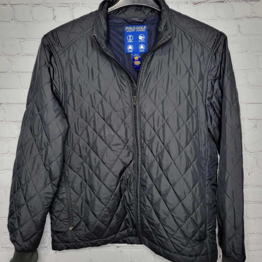 Polo Golf Ralph Lauren sz L Quilted Jacket Coat Thermal Vest Removable Sleeves